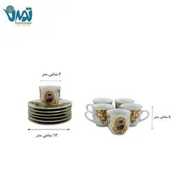 فنجان و نعلبکی قهوه خوری چینی شاه عباسی سفید طلایی
