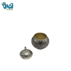 قندان برنجی قلم زنی شده آبکاری نقره