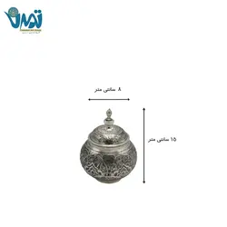 قندان برنجی قلم زنی شده آبکاری نقره