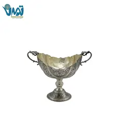 کشکول پایه دار برنجی قلم زنی 17 سانتی