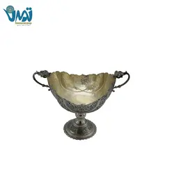 کشکول پایه دار برنجی قلم زنی 17 سانتی