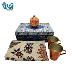 پک هدیه سفره قلمکار و ظروف مسی ترنج
