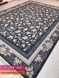 فرش صدف زمینه دودی - فرش تندیس خاطره کاشان - فرش ماشینی - فرش - فرش خوب