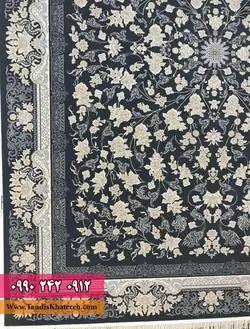 فرش صدف زمینه دودی - فرش تندیس خاطره کاشان - فرش ماشینی - فرش - فرش خوب