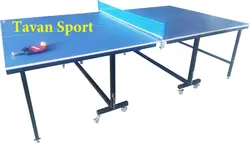 میز پینگ پنگ ۸ چرخ تاشو راکت دار