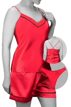 لباس خواب تاپ شلوارک ساتن شورت لامبادا کد 16061 تی بی ان