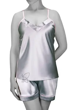 لباس خواب تاپ شلوارک ساتن شورت لامبادا کد 16061 تی بی ان