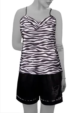 لباس خواب تاپ شلوارک ساتنی پشت ضربدری کد 16059تی بی ان