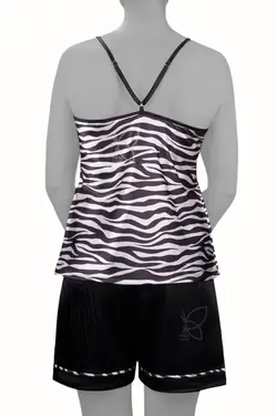 لباس خواب تاپ شلوارک ساتنی پشت ضربدری کد 16059تی بی ان