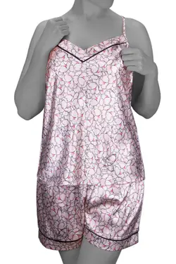 لباس خواب تاپ شلوارک ساتنی پشت ضربدری کد 16059تی بی ان