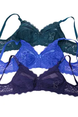 سوتین تمام گیپور بدون فنر سه دوخت بالا شیشه ای کد 112002 تی بی ان