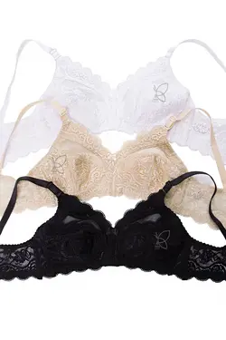 سوتین تمام گیپور بدون فنر سه دوخت بالا شیشه ای کد 112002 تی بی ان