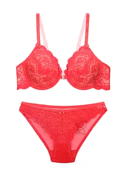 ست سوتین و شورت فنردار تمام دانتل جلو قزن دار دخترانه کد 1243 تی بی ان