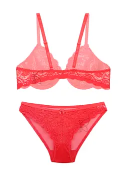 ست سوتین و شورت فنردار تمام دانتل جلو قزن دار دخترانه کد 1243 تی بی ان