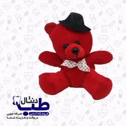عروسک خرس قرمز کلاه دار