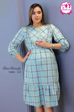 مانتو پیراهن بارداری و شیردهی چهارخونه لیلی