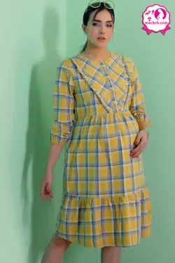 مانتو پیراهن بارداری و شیردهی چهارخونه لیلی