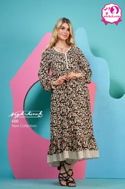 پیراهن بارداری و شیردهی گلدار خرجکار وال بی تا