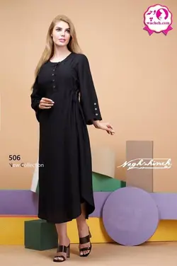 مانتو بارداری و شیردهی نخی ملانژ چروک کمر گت دار پوپک