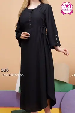 مانتو بارداری و شیردهی نخی ملانژ چروک کمر گت دار پوپک