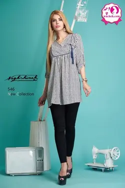 تونیک بارداری و شیردهی چپ و راستی راه راه منگوله ای پرنسا