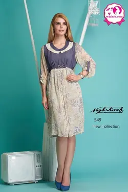 پیراهن بارداری و شیردهی جین طرح دار جلو سگک دار مژده