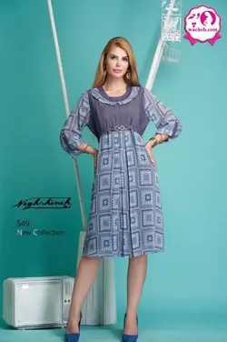 پیراهن بارداری و شیردهی جین طرح دار جلو سگک دار مژده