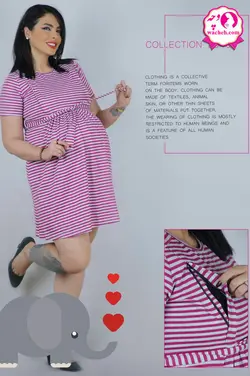 پیراهن بارداری و شیردهی تریکو راه راه