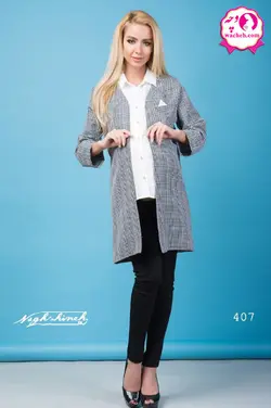 کت کرپ بارداری مازراتی همراه با شومیز آستین حلقه ای جلو دکمه دار و شیردهی