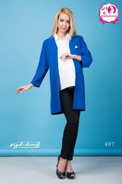 کت کرپ بارداری مازراتی همراه با شومیز آستین حلقه ای جلو دکمه دار و شیردهی