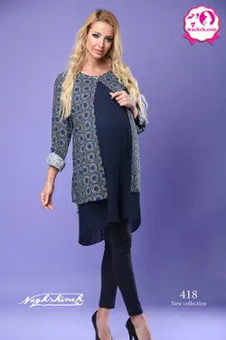 تونیک بارداری رویه کرپ طرحدار زیر پلیسه