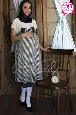 پیراهن بارداری حریر راه راه مجلسی