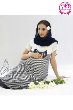 پیراهن بارداری حریر راه راه مجلسی