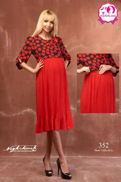 پیراهن بارداری و شیردهی خالدار پایین پلیسه