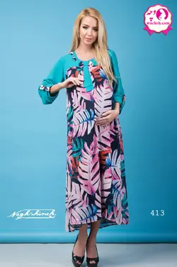 پیراهن بارداری حریر طرح دار یقه پرچ پاپیونی