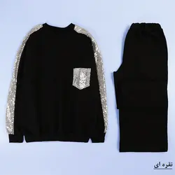 6438-ست بلوز و شلوار دورس پولک دار