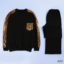 6438-ست بلوز و شلوار دورس پولک دار