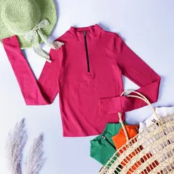 6683-بلوز کراپ جلو زیپ