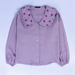 6882-شومیز یقه گلدوزی گل