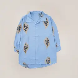 7258-شومیز یقه هفت گلدوزی برگ