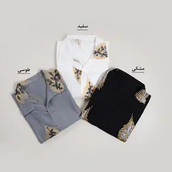 7258-شومیز یقه هفت گلدوزی برگ