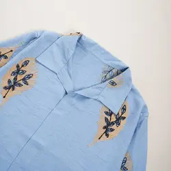 7258-شومیز یقه هفت گلدوزی برگ