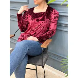 7384-شومیز آستین پیله مخمل