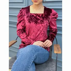 7384-شومیز آستین پیله مخمل