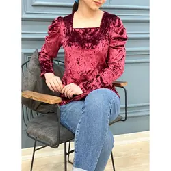 7384-شومیز آستین پیله مخمل