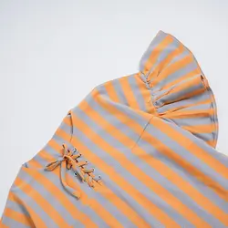 7438-پیراهن راه راه پایین چین