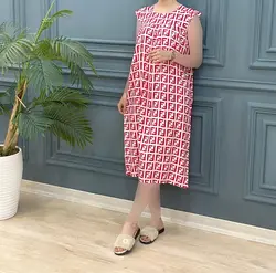 پیراهن نخی طرحدار کد 7848