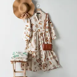 پیراهن بلند لینن طرحدار کد 8087