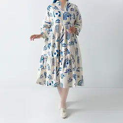 پیراهن بلند لینن طرحدار کد 8087