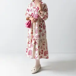 پیراهن بلند لینن طرحدار کد 8087